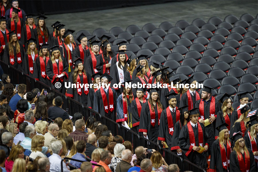 Undergraduate commencement at Pinnacle Bank Arena, May 4, 2019.  Photo by Craig Chandler / University Communication.