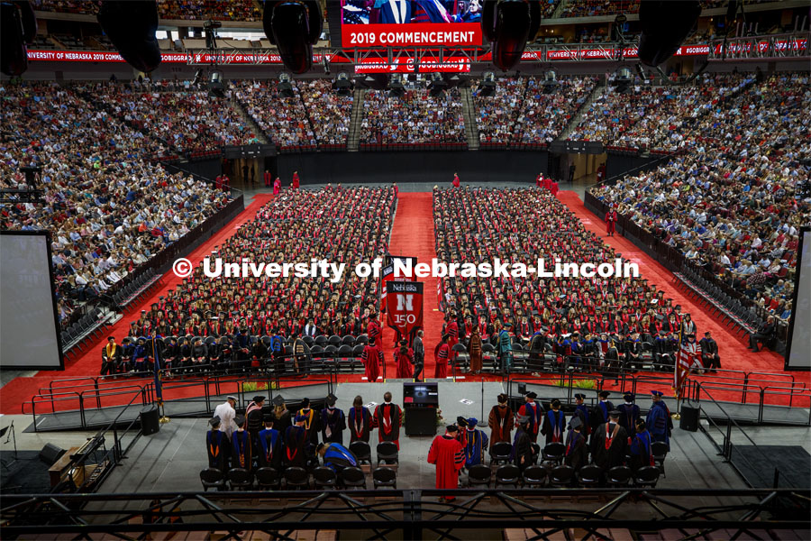 Undergraduate commencement at Pinnacle Bank Arena, May 4, 2019.  Photo by Craig Chandler / University Communication.
