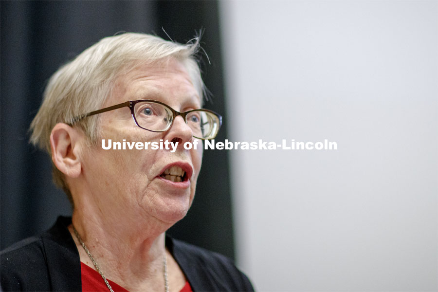 Kari Ronning explores the student experience through the novelist’s lens during the fifth talk in the 2019 Nebraska Lectures: Chancellor’s Distinguished Speaker Series. Kari Ronning presented “Willa Cather on Campus.” Ronning is a Research Associate Professor of English and the Editor of the Willa Cather Scholarly Edition. May 7, 2019. Photo by Craig Chandler / University Communication.