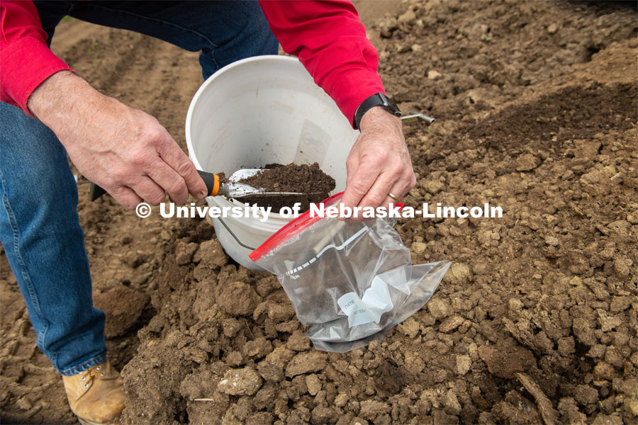 Rick Koelsch, professor in the Department of Biological Systems Engineering at the University of Nebraska–Lincoln. Rick gathers composted manure samples. Photo for the 2019 publication of the Strategic Discussions for Nebraska magazine. May 15, 2019, Photo by Gregory Nathan / University Communication. 