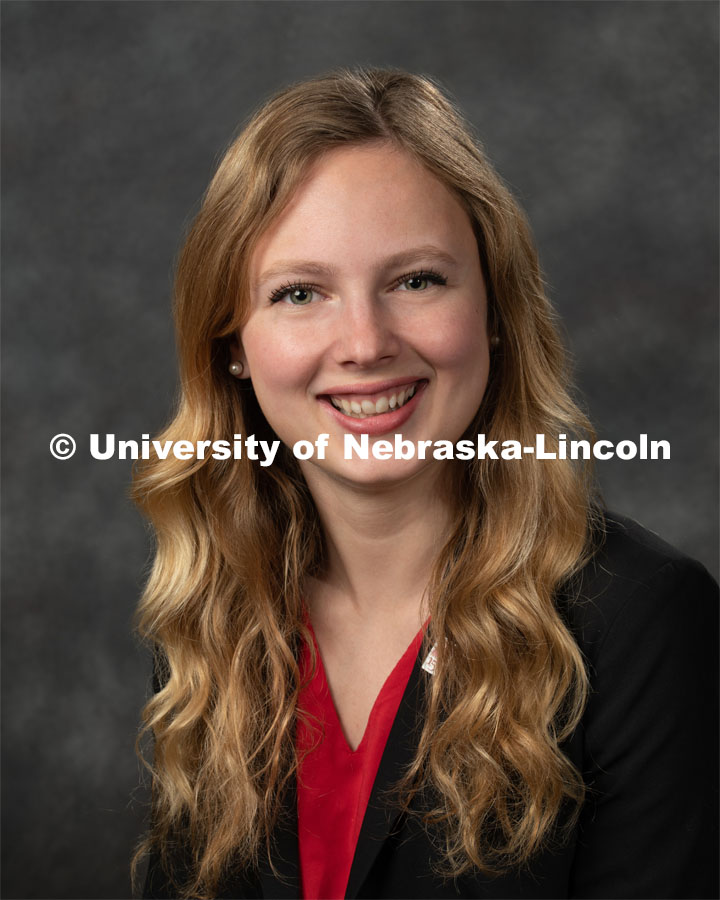 Studio portrait of Emily Johnson, University of Nebraska-Lincoln, Student Regent. May 16. 2019. Photo by Greg Nathan / University Communication.