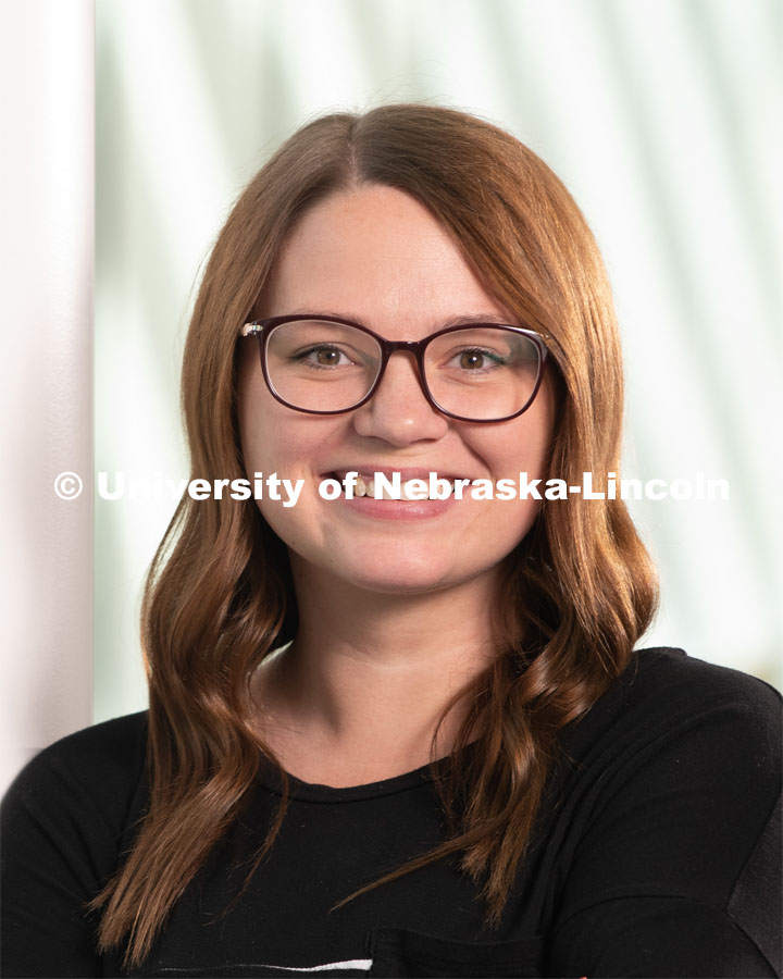 Studio portrait of Samantha Spacher, Office Associate at CAPS (Counseling and Psychological Services. May 30, 2019. Photo by Greg Nathan / University Communication.