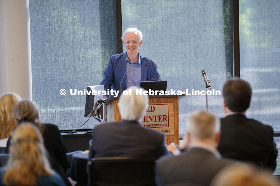 Senator Bob Kerrey speaks to Reinvention Collaborative higher education conference at Lied Commons. June 1, 2019. Photo by Craig Chandler / University Communication.