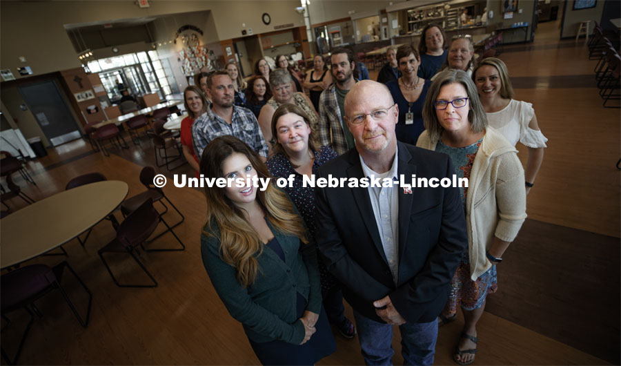 Jeff Chambers, Center for Children, Families and the Law, is working with a group at Matt Talbot Kitchen and Outreach. They are "teaching the teachers" there. Photo used for 2018-2019 Annual Report on Research at Nebraska. June 13, 2019. Photo by Craig Chandler / University Communication.