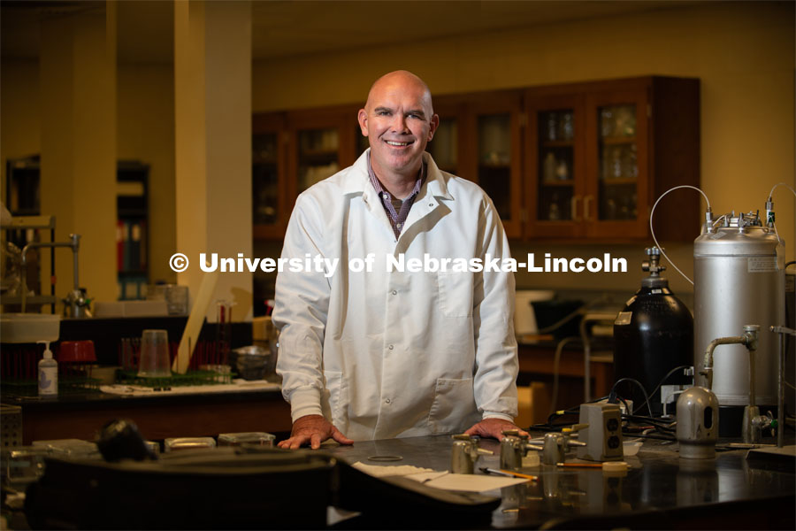 Thomas Burkey, associate professor and gut health scientist in the Department of Animal Science at the University of Nebraska–Lincoln. Photo for the 2019 publication of the Strategic Discussions for Nebraska magazine. June 24, 2019, Photo by Gregory Nathan / University Communication.