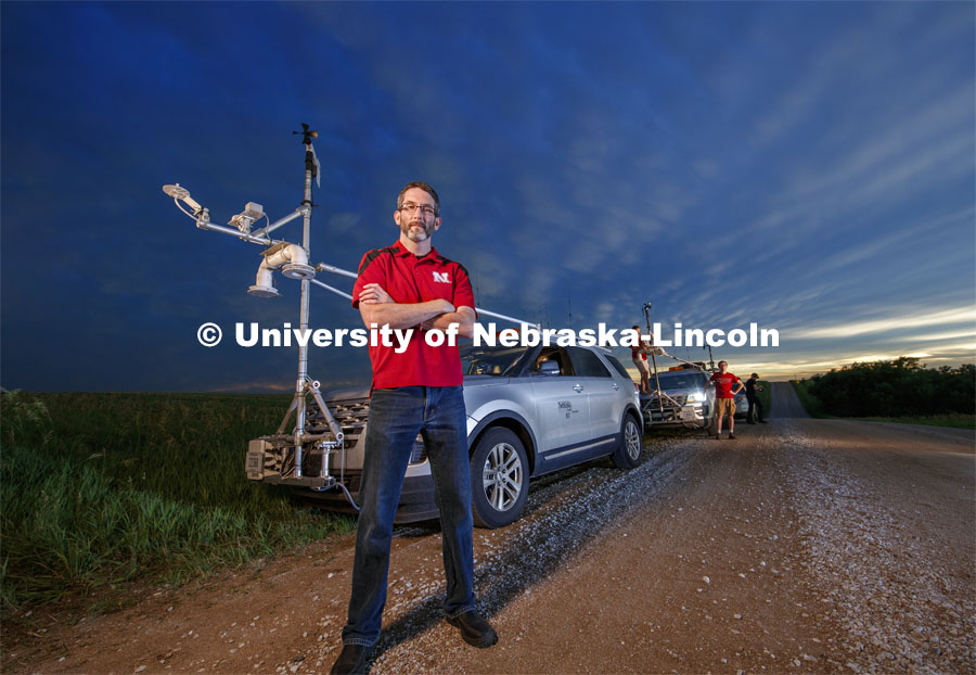 Adam Houston, Professor of Earth and Atmospheric Sciences, led TORUS project — the most ambitious drone-based investigation of severe storms and tornadoes ever conducted — chased supercells for more than 9,000 miles across five states this summer. The project, led by Nebraska's Adam Houston, features more than 50 scientists and students from four universities. The 2019 team included 13 Huskers — 10 undergraduates and three graduate students. The $2.5 million study is funded through a $2.4 million, three-year grant from the National Science Foundation with additional support provided by the National Oceanic and Atmospheric Administration. June 25, 2019. Photo by Craig Chandler / University Communication.