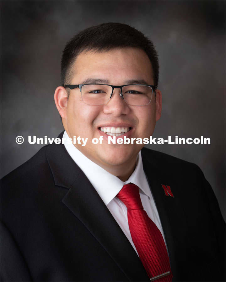 Studio portrait of James LaPointe, First Year Student Services Specialist, Husker Hub. July 30, 2019. Photo by Greg Nathan / University Communication.