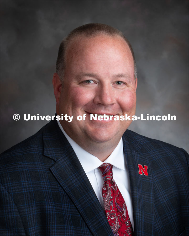 Studio portrait of Nathan Meier, Assistant Vice Chancellor of Research, Office of Research and Economic Development. July 30, 2019. Photo by Greg Nathan, University Communication.