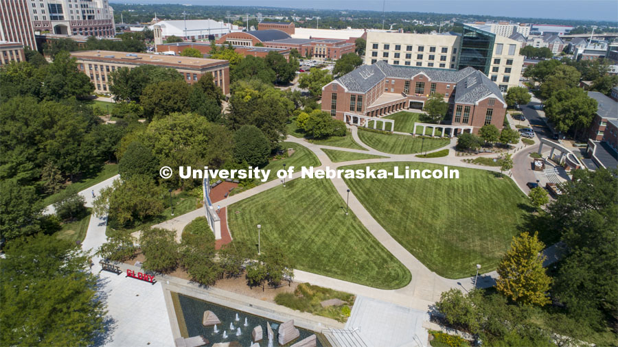 Aerial views of City Campus. August 20, 2019. Photo by Craig Chandler / University Communication.