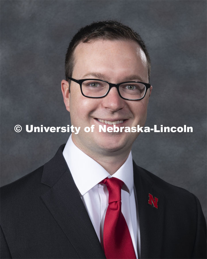 Studio portrait of Robert Campbell, Assistant Professor, Management. New Faculty. August 21, 2019. Photo by Greg Nathan / University Communication Photography.