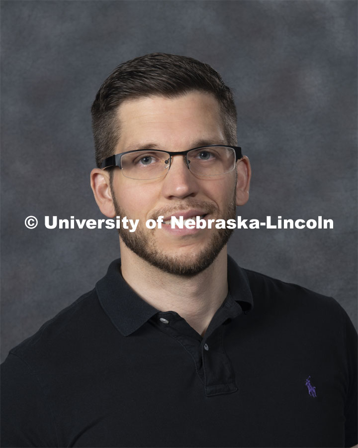Studio portrait of Nicholas Hubbard, Assistant Professor, Psychology. New Faculty. August 21, 2019. Photo by Greg Nathan / University Communication Photography.