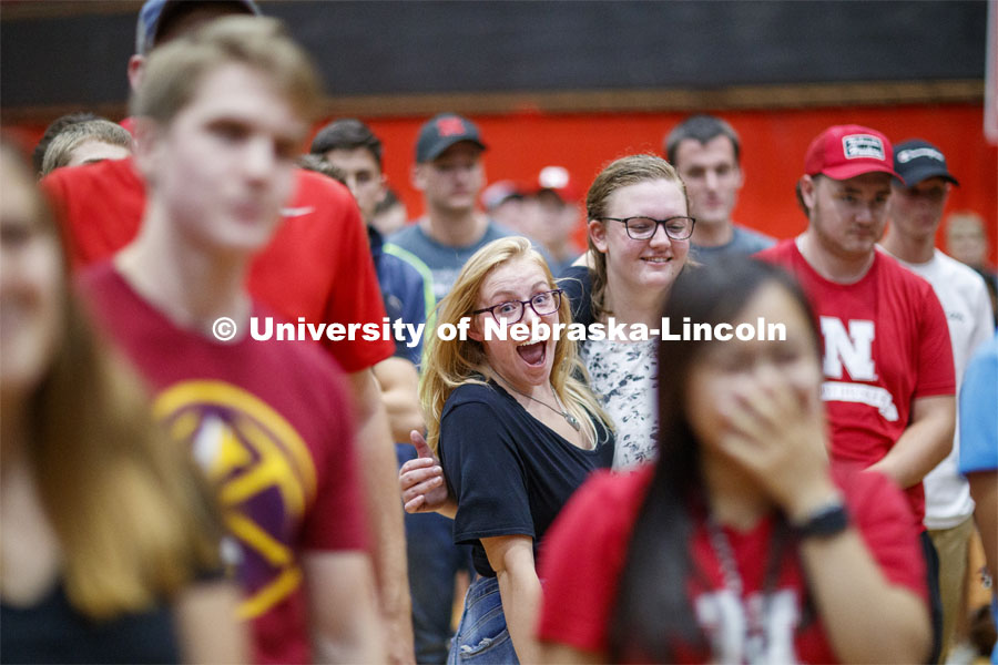 Playfair activity in Coliseum Wednesday night as part of Big Red Welcome. August 21, 2019. Photo by Craig Chandler / University Communication.