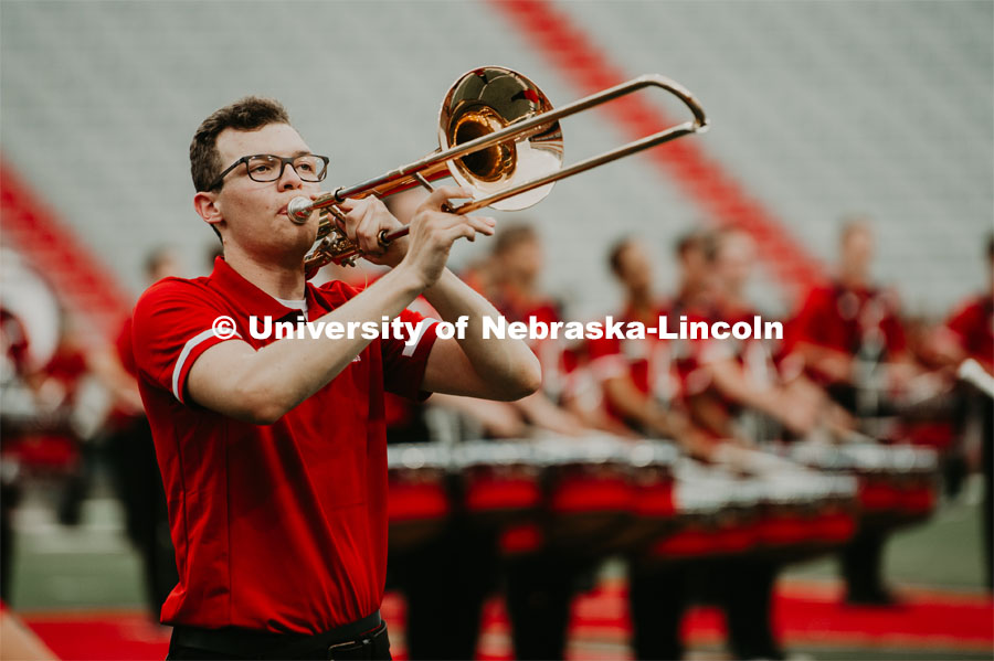 Big Red Welcome week featured the Cornhusker Marching Band Exhibition where they showed highlights of what the band has been working on during their pre-season Band Camp, including their famous “drill down”. August 23, 2019. Photo by Justin Mohling / University Communication.
