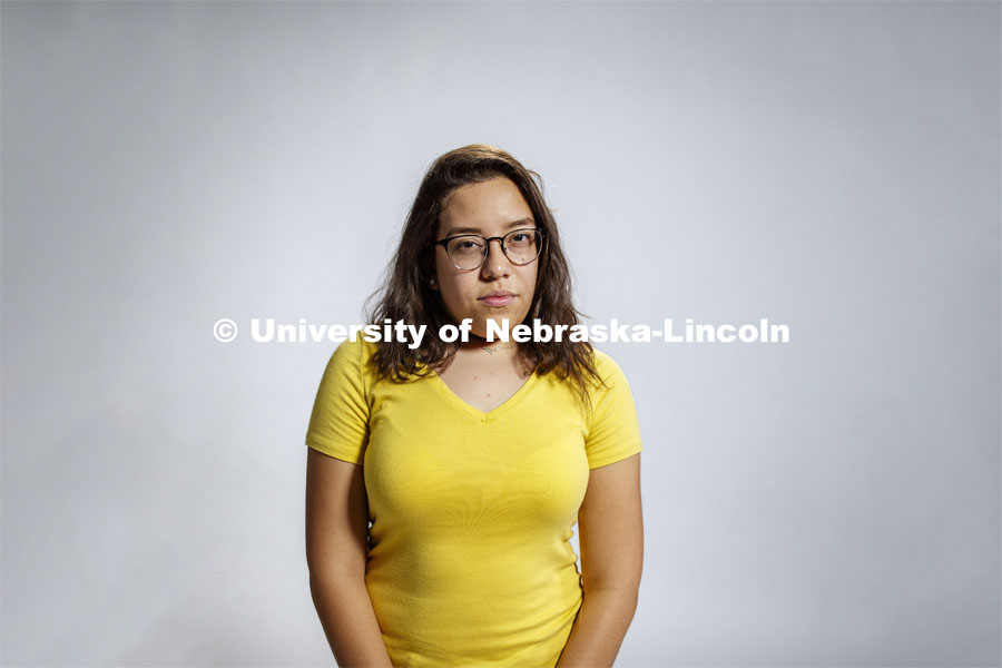 Esmeralda Tinajero for Use Your Voice campaign for Student Affairs. August 27, 2019. Photo by Craig Chandler / University Communication.