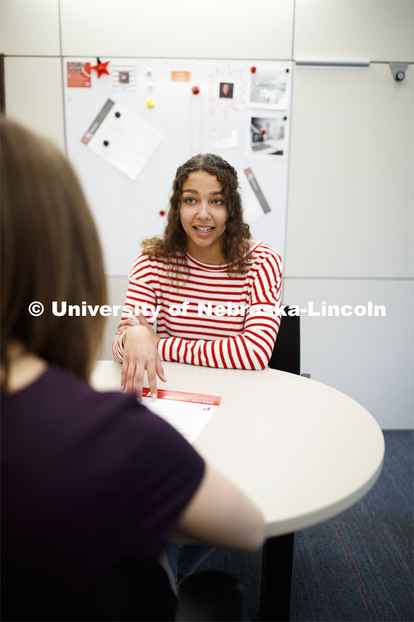 Students working with an academic advisor at the Explore Center. Explore Center photo shoot. September 10, 2019. Photo by Craig Chandler / University Communication.