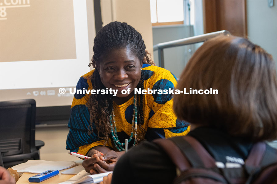 After first coming to Nebraska in summer 2017 for the Mandela Washington Fellowship for Young African Leaders, Margaret Nongo-Okojokwu has returned for a graduate degree in integrated media communications this fall. September 11, 2019. Photo by Gregory Nathan / University Communication.