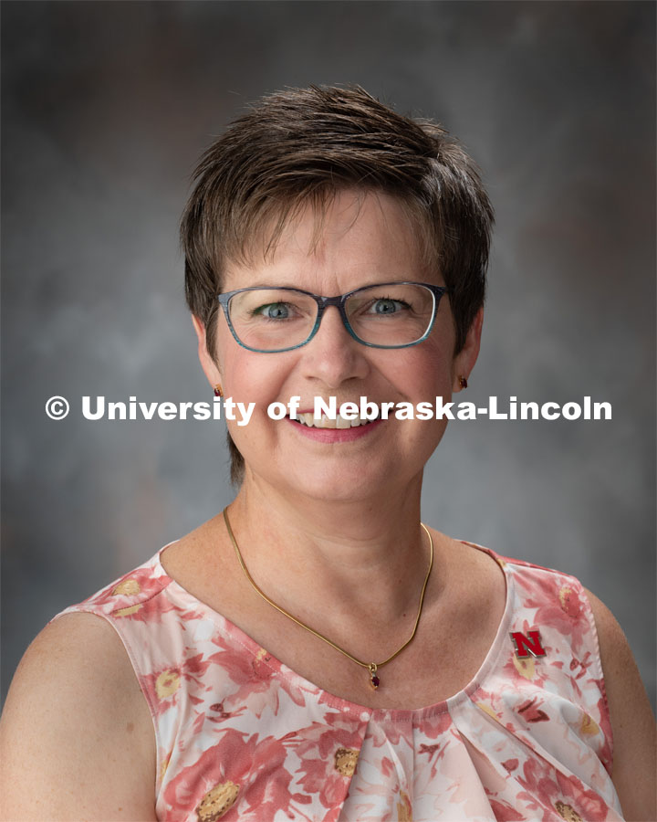 Studio portrait of Cindy Miesbach, Business and Finance. September 25, 2019 Photo by Gregory Nathan / University Communication.