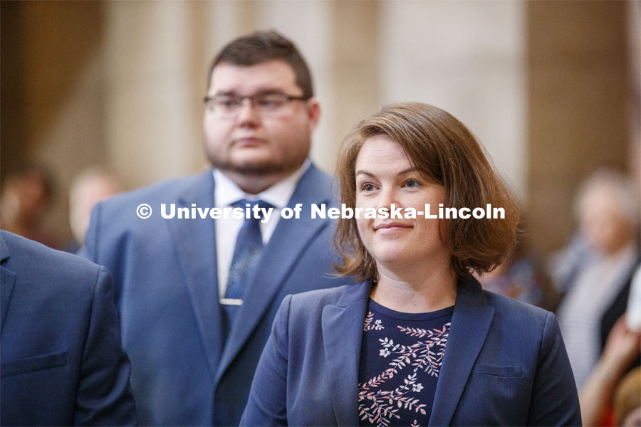 UNL law students and others from Creighton who passed the bar were sworn in Thursday in the Capitol Rotunda in Lincoln, Nebraska. September 26, 2019. Photo by Craig Chandler / University Communication.