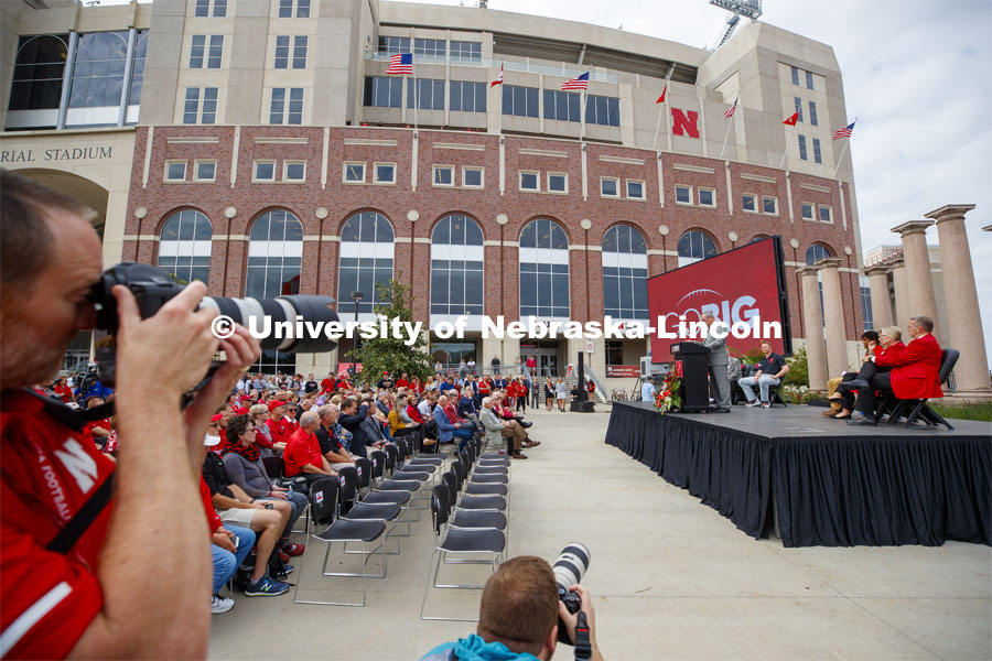 Athletic Director Bill Moos describes the new project. Ceremony for Nebraska is planning a 350,000-square-foot athletics facility will be constructed east and north of Memorial Stadium. Work will begin summer 2020 and be completed in summer 2022. September 27, 2019. Photo by Craig Chandler / University Communication.