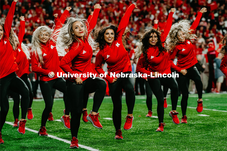 Scarlets Dance Team performing at the Nebraska vs. Ohio State University football game. September 28, 2019. Photo by Justin Mohling / University Communication.
