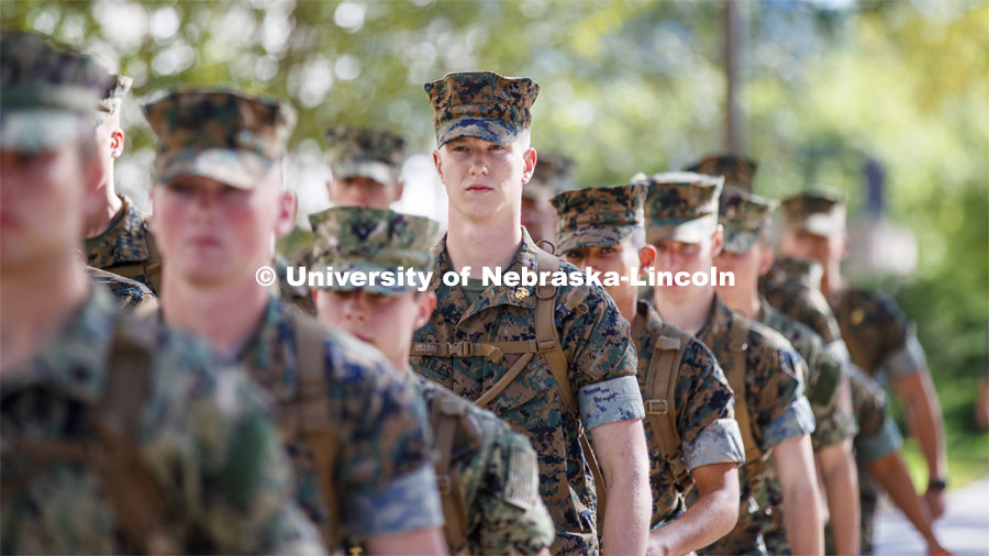 ROTC drill practice for midshipmen. October 8, 2019. Photo by Craig Chandler / University Communication.