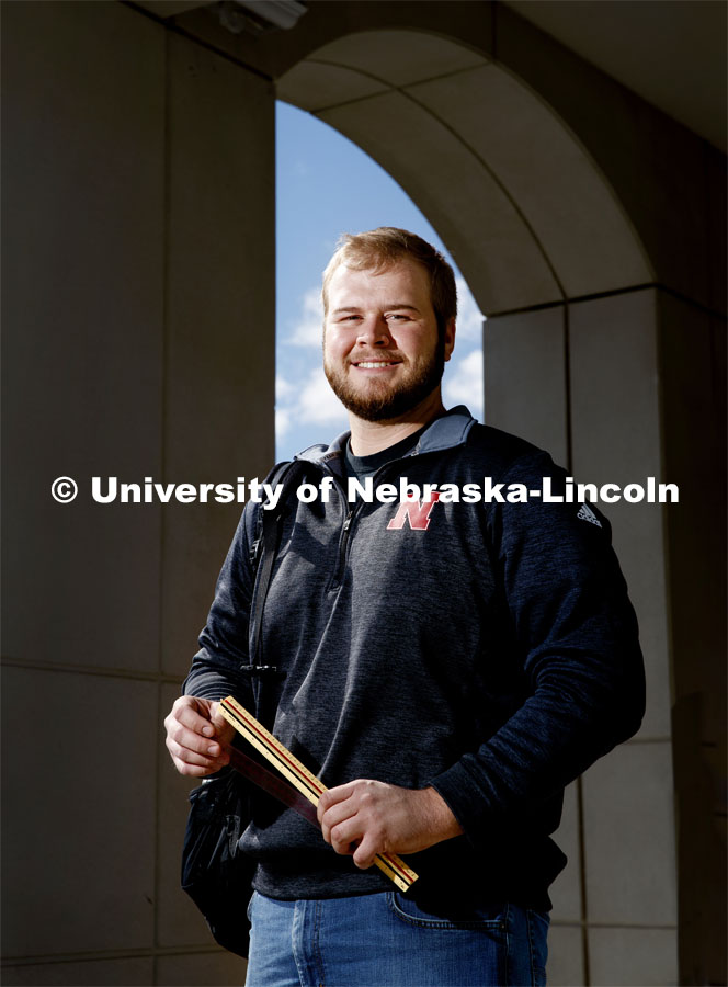 Brett Halleen, junior in agriculture engineering, for Foundation magazine article. October 23, 2019. Photo by Craig Chandler / University Communication.
