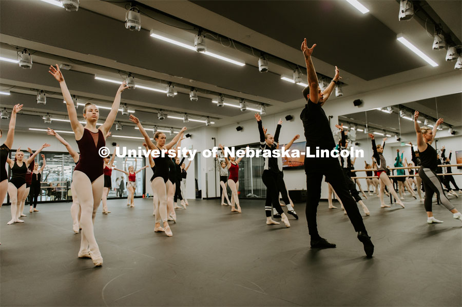 Dance Masters Class in the Johnny Carson Center for Emerging Media Arts dance studios. October 27, 2019. Photo by Justin Mohling / University Communication