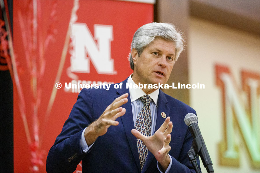 Congressman Jeff Fortenberry gives remarks at the Nebraska Research Days breakfast. NUtech Ventures recognized University of Nebraska–Lincoln innovators and partner companies at the Innovator Celebration. The annual event honors faculty, staff, students and companies who have worked with NUtech. Nebraska Research Days. November 5, 2019. Photo by Craig Chandler / University Communication.