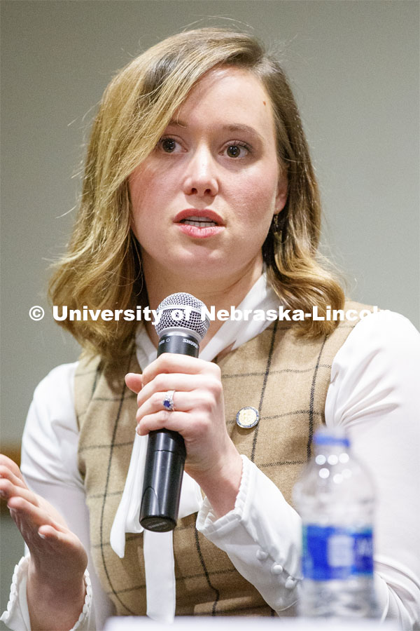 Senator Anna Wishart. Breaking Through Politics: Meeting in the Middle is a panel discussion by 5 state senators on how they engage in civil discourse while working across the aisle. November 19, 2019. Photo by Craig Chandler / University Communication.