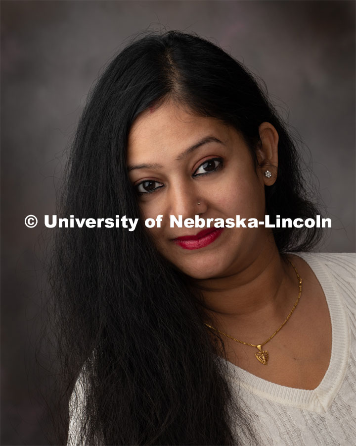 Studio portrait of Deepti Nigam, Post-Doc Research Associate, Plant Pathology. December 13, 2019. Photo by Greg Nathan / University Communication.