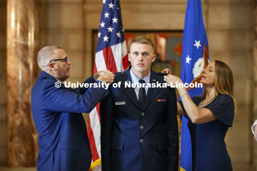 Trey Alexander of Hastings was commissioned a second lieutenant in the U.S. Air Force during a Dec. 20 ceremony in the State Capitol Rotunda. December 20, 2019. Photo by Craig Chandler / University Communication.