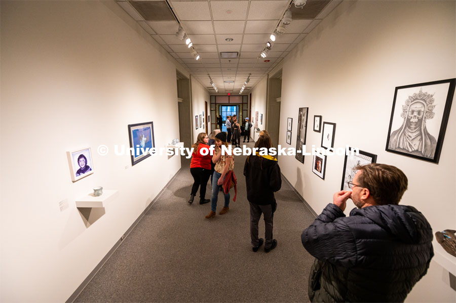 Students exhibit their art in the Richards Hall art gallery. February 7, 2020. Photo by Justin Mohling / University Communication.