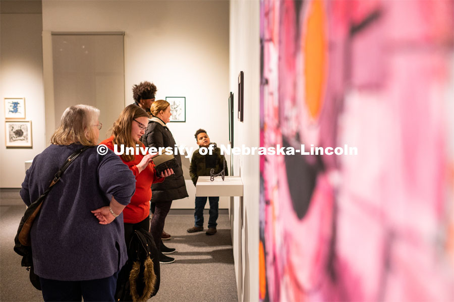 Students exhibit their art in the Richards Hall art gallery. February 7, 2020. Photo by Justin Mohling / University Communication.