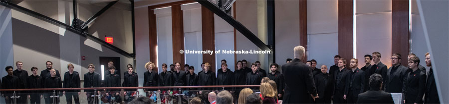 Music by the UNL Varsity Men's Chorus. The N2025 strategic plan was released by Chancellor Ronnie Green during the State of Our University address. The Address was held at Innovation Campus. February 14, 2020. Photo by Greg Nathan / University Communication.