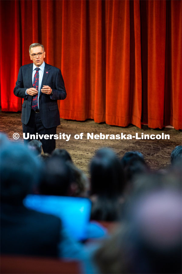 The N2025 strategic plan was released by Chancellor Ronnie Green during the State of Our University address. The Address was held at Innovation Campus. February 14, 2020. Photo by Justin Mohling / University Communication.