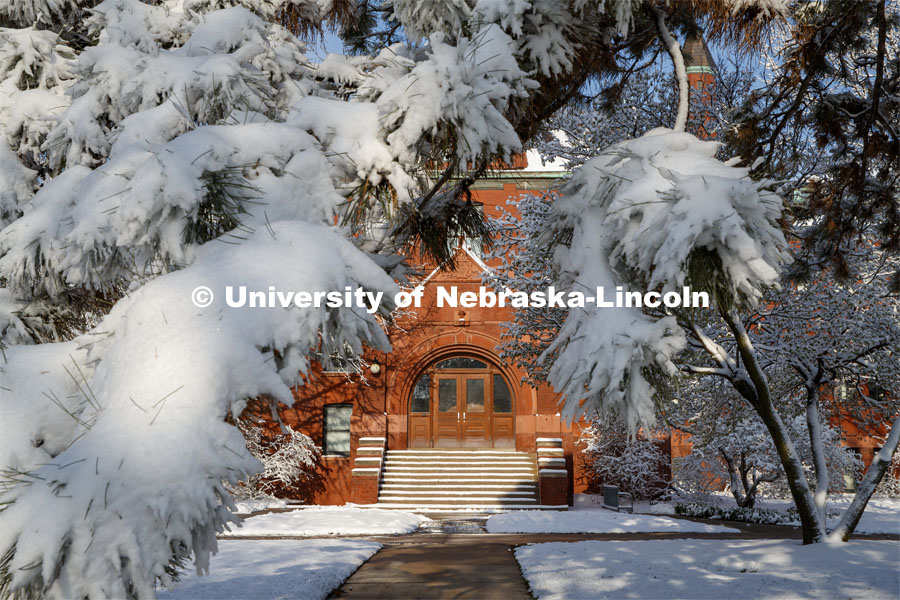 April snow storm leaves campus unseasonably beautiful. April 17, 2020. Photo by Craig Chandler / University Communication