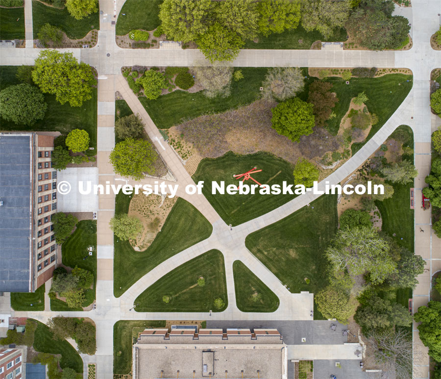 Aerial views of city campus. May 11, 2020. Photo by Craig Chandler / University Communication.