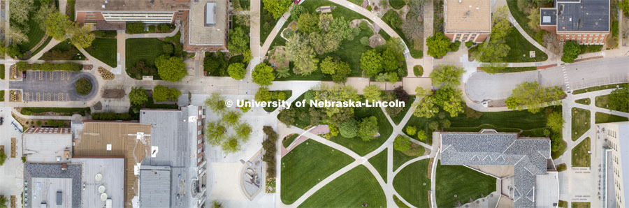 Aerial views of city campus. May 11, 2020. Photo by Craig Chandler / University Communication.