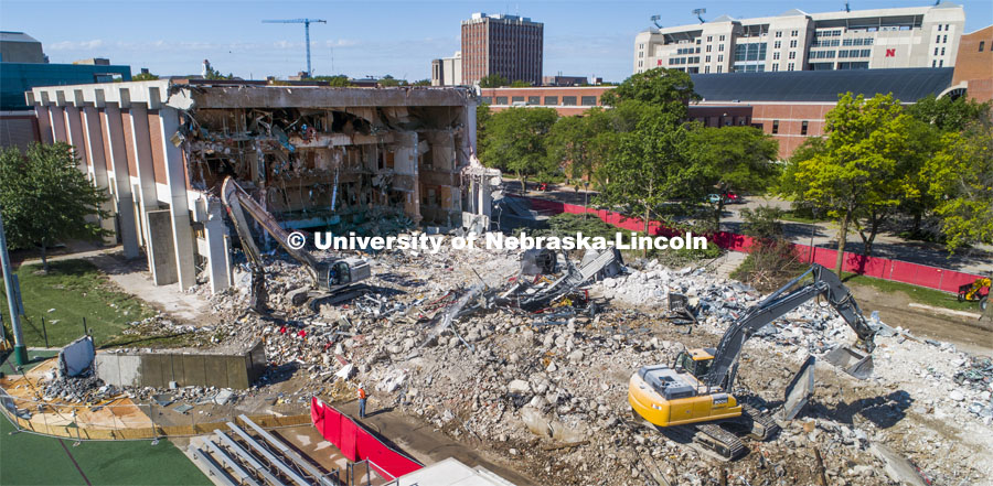 Mabel Lee Hall demolition. May 29, 2020. Photo by Craig Chandler / University Communication.