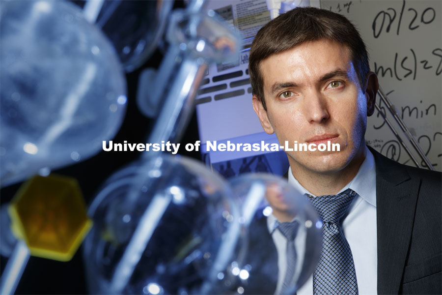 Alexander Sinitskii was awarded a three-year, $4.5 million grant from the U.S. Department of Defense’s Office of Naval Research will fund the interdisciplinary, multi-institution research project led by the University of Nebraska–Lincoln. June 22, 2020. Photo by Craig Chandler / University Communication.
