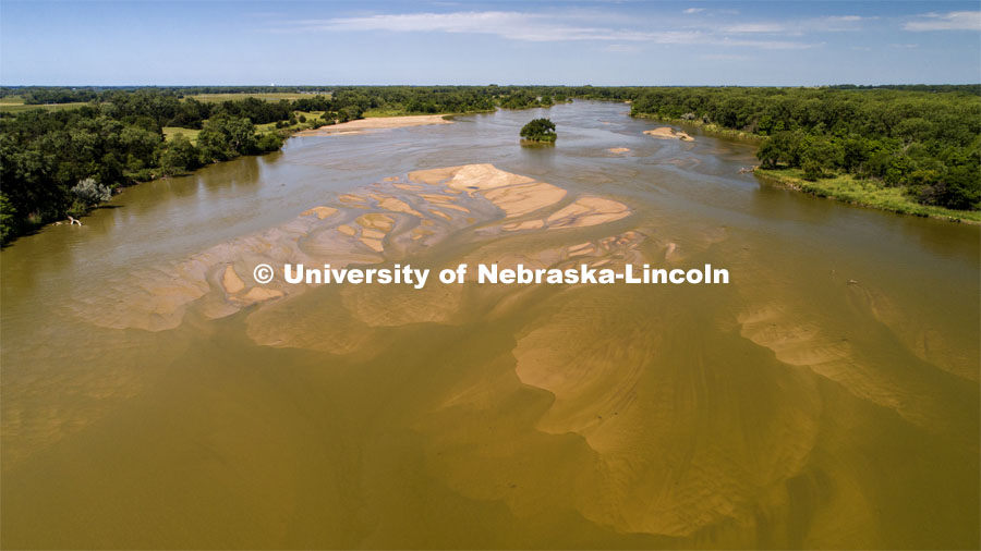 Platte River southwest of Columbus, Nebraska. July 10, 2020. Photo by Craig Chandler / University Communication.