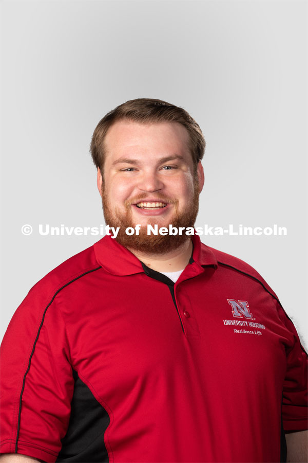 Studio portrait of Dan Hudson, Residence Director of the Courtyards, Residence Life. July 27, 2020. Photo by Greg Nathan / University Communication.