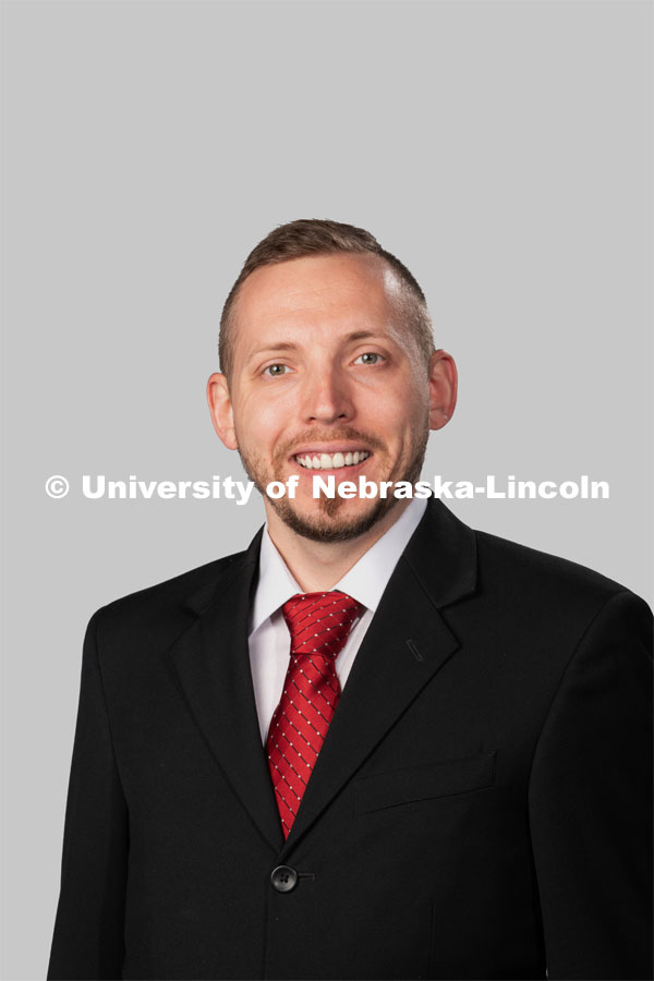 Studio portrait of Jacob Sherry, Assistant Director, Assessment and Leadership, Residence Life. July 27, 2020. Photo by Greg Nathan / University Communication.