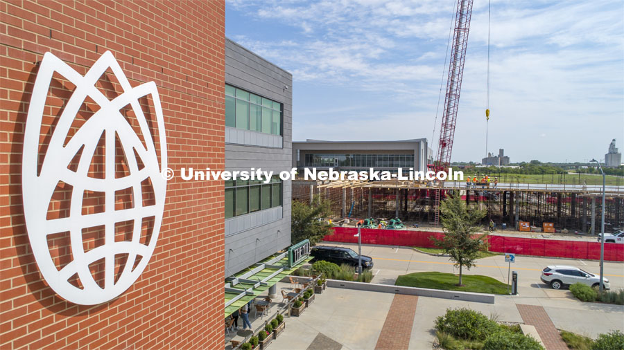 Construction of the new hotel at Nebraska Innovation Campus is progressing. August 12, 2020. Photo by Craig Chandler / University Communication.