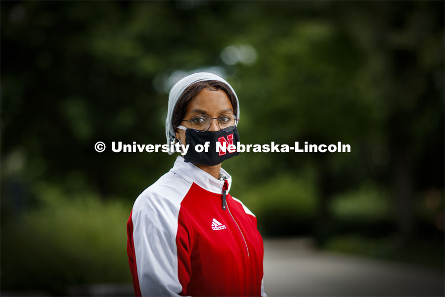 Batool Ibrahim, junior from Lincoln. Husker Dialogues. Husker Dialogues is designed to introduce first-year students to tools they can use to engage in meaningful conversations to help create an inclusive Husker community. August 18, 2020. Photo by Craig Chandler / University Communication.