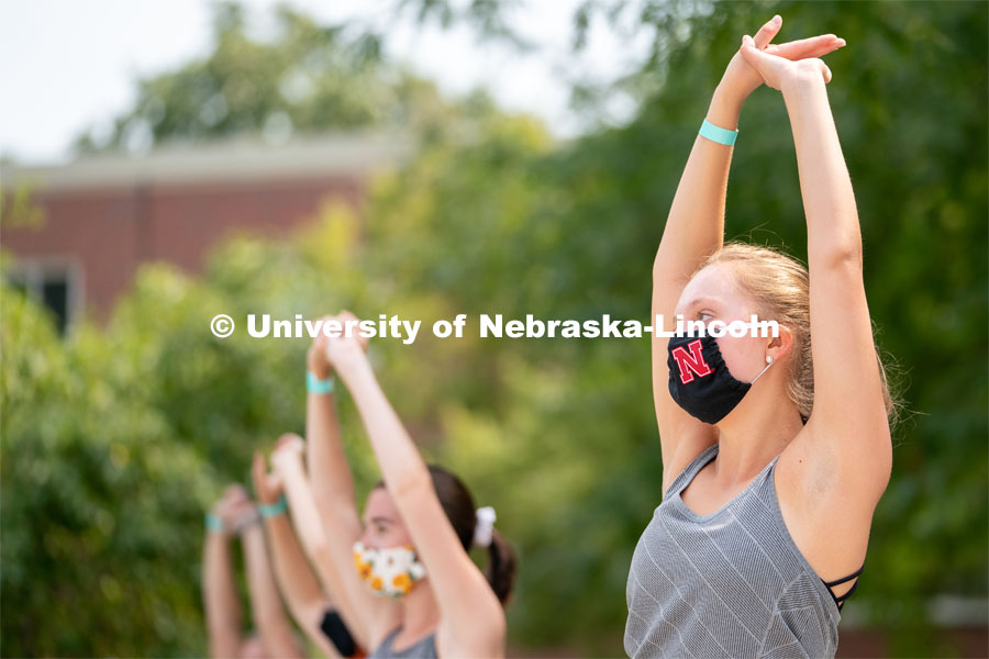 Students dance during Wellness Fest at Meier Commons. August 22, 2020. Photo by Jordan Opp for University Communication.