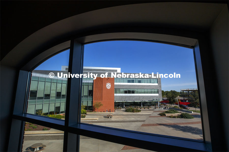 Looking out the window of Innovation Commons Conference Center at Nebraska Innovation Campus. September 4, 2020. Photo by Craig Chandler / University Communication.