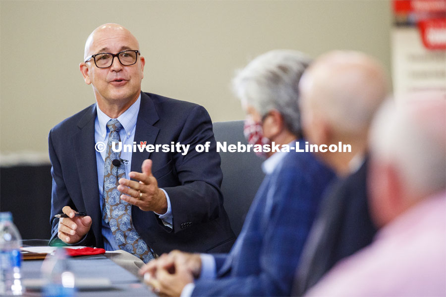 UNL Harlan Vice Chancellor for IANR and NU Vice President Mike Boehm, opens the Nebraska Agricultural Innovation Panel at Nebraska Innovation Campus. September 4, 2020. Photo by Craig Chandler / University Communication.