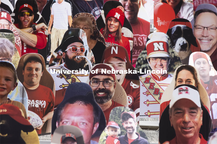 More than 6,000 corrugated plastic cutouts fill the lower level of east stadium, the tunnel walk, and part of north stadium to remind the Huskers who has the Greatest Fans in College Football. November 12, 2020. Photo by Craig Chandler / University Communication.