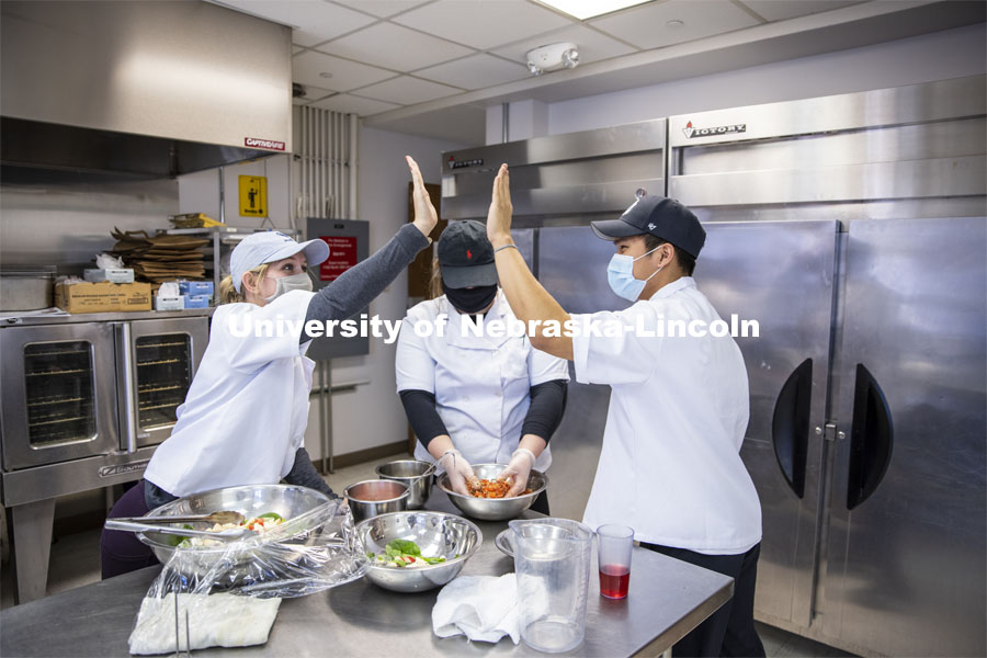 Students in Ajai V. Ammachathram’s Catering Management course prepared a wedding feast as the final project for the semester.  November 18, 2020.  Photo by Craig Chandler / University Communication.